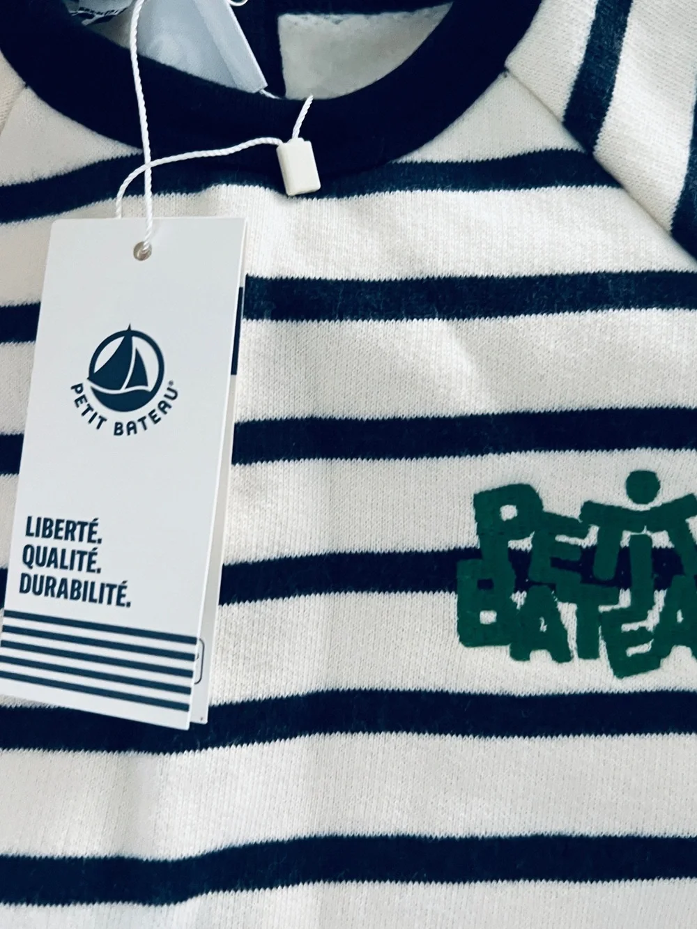 Petit Bateau fleece romper Striped Size 18 Months NWT